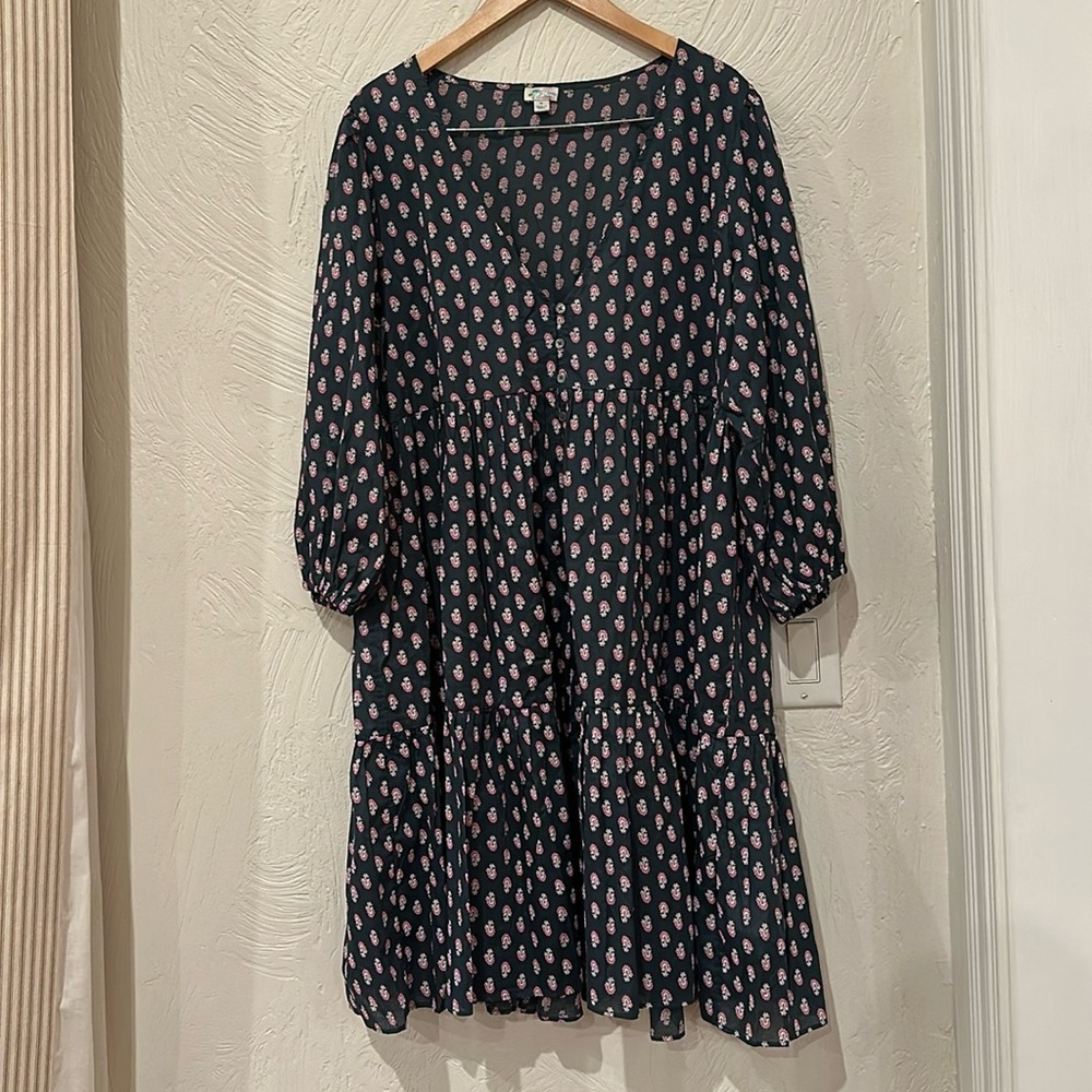 J crew Tiered cotton voile beach dress in best buds size women’s size medium